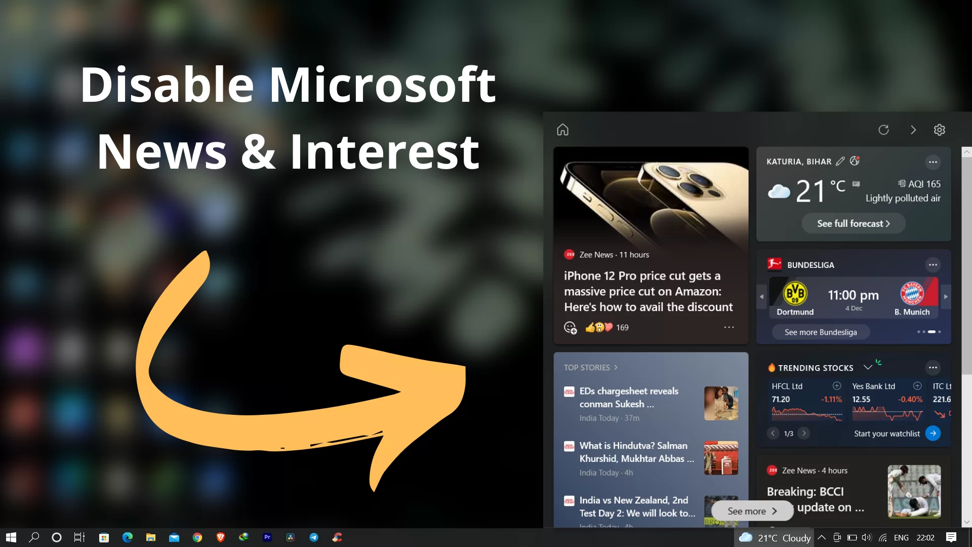 How to enable or disable News and Interests on Taskbar in Windows 10: Disable News and Interests on the Ta ...