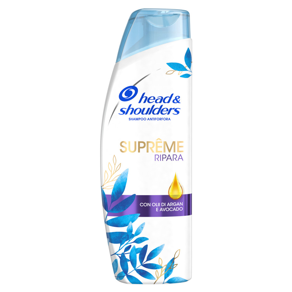 flacone shampoo antiforfora Supreme ripara head & shoulders con oli di argan e avocado