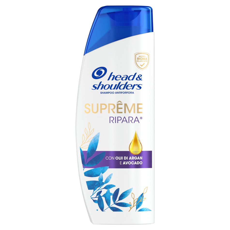 flacone shampoo antiforfora Supreme ripara head & shoulders con oli di argan e avocado