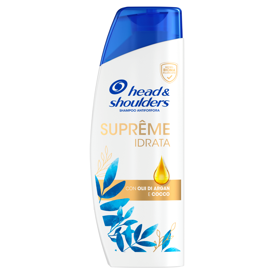 flacone shampoo antiforfora Supreme idrata head & shoulders con oli di argan e cocco