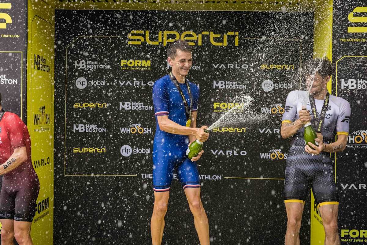 Alex Yee on the podium at supertri Boston