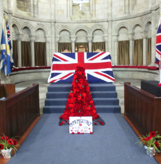 Remembrance Flag and poppies