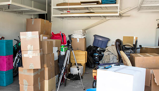 cluttered garage