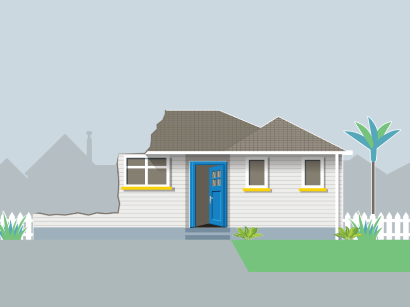 A home that was damaged by a natural hazard.