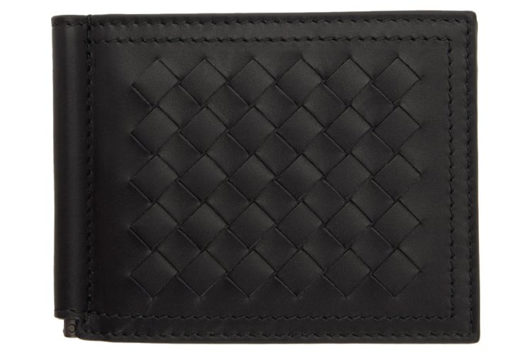 Bottega Veneta Black Intrecciato Money Clip Wallet