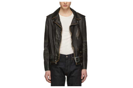 Schott Black Vintaged Leather Motorcycle Jacket