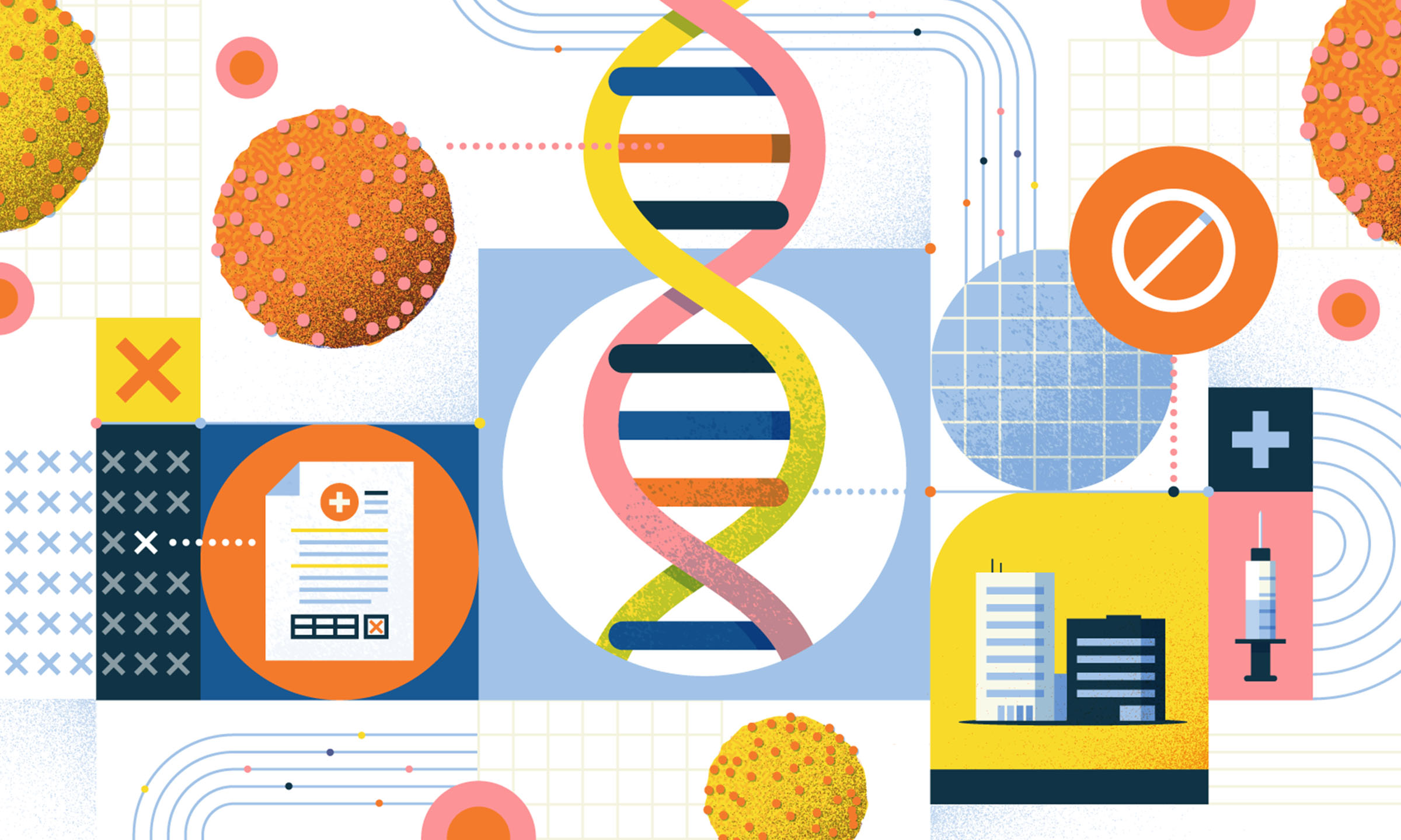 cells and double helix cartoons