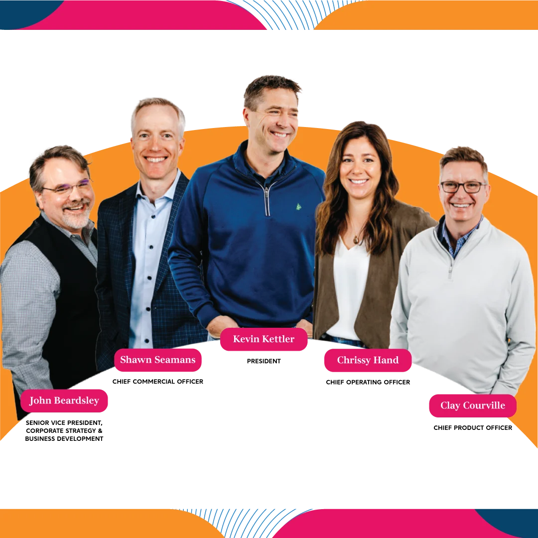 Collage of the CoverMyMeds leaders featured in article: John Beardsley, Shawn Seamans, Kevin Kettler, Chrissy Hand and Clay Courville