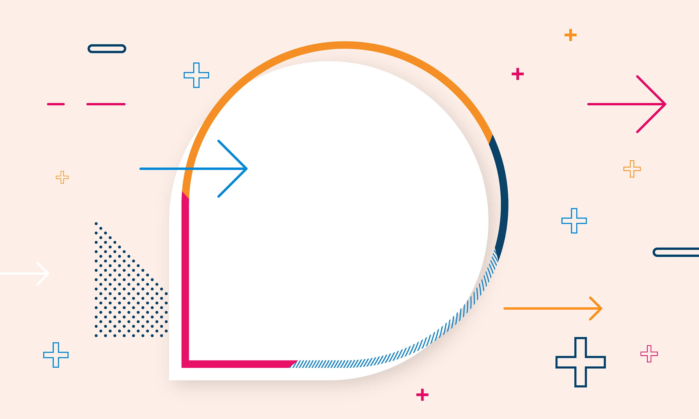 Abstract graphic featuring a white circle, with arrows representing the many inputs necessary to help patients get on therapy quickly.