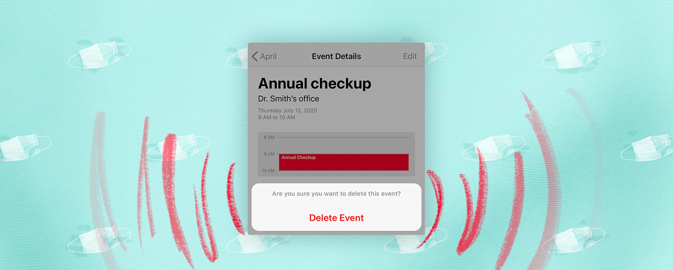 Calendar smartphone notification alerting patient to an upcoming appointment.
