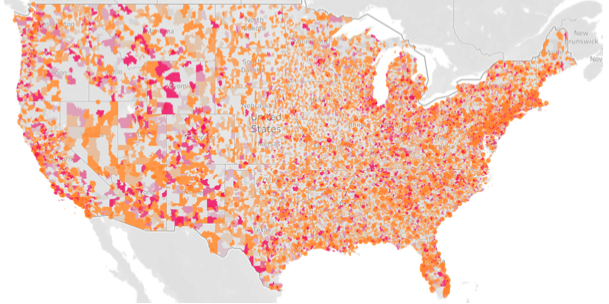 U.S. primary care provider-pharmacy ratio by ZIP code map