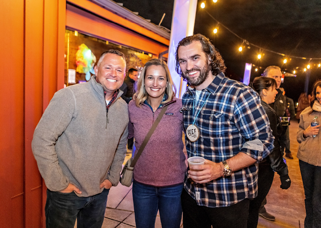 Todd Swenson (left) attends the annual Campfire 2022 fundraising event at Flying Horse Farms.