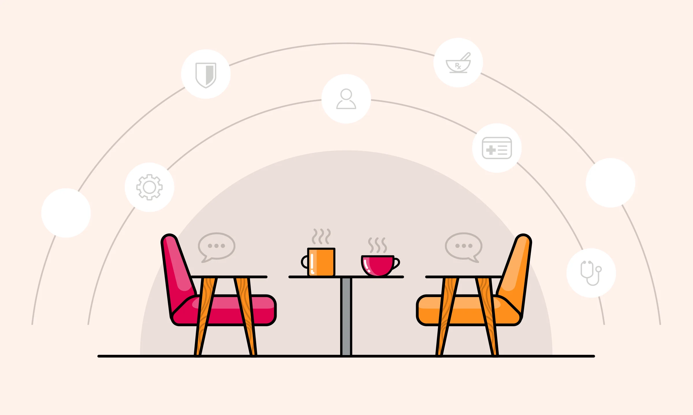 An illustration of a chat over coffee