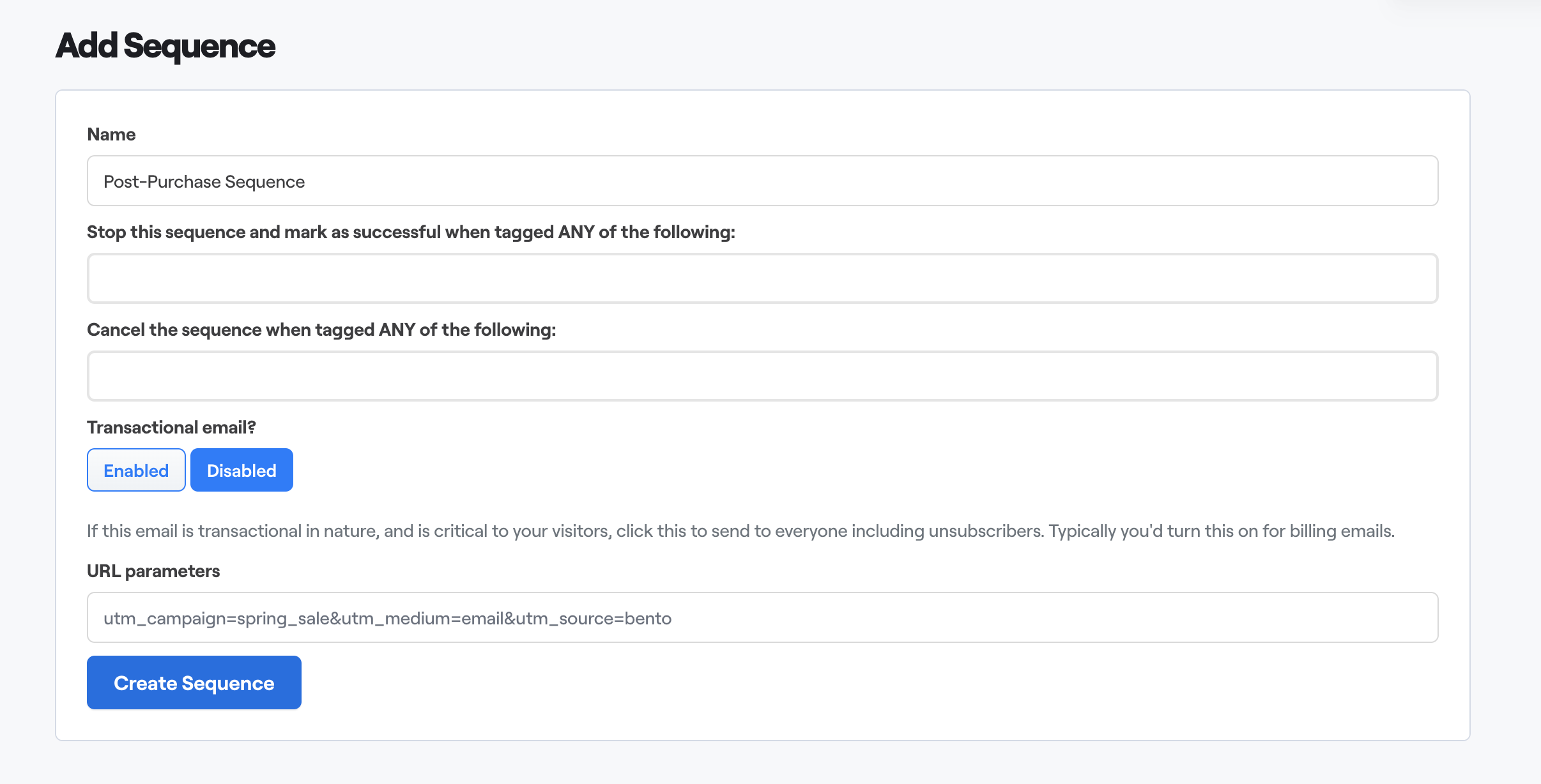 Post-Purchase - Create Sequence