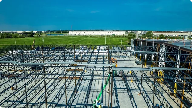 Metal scaffolding for a new building