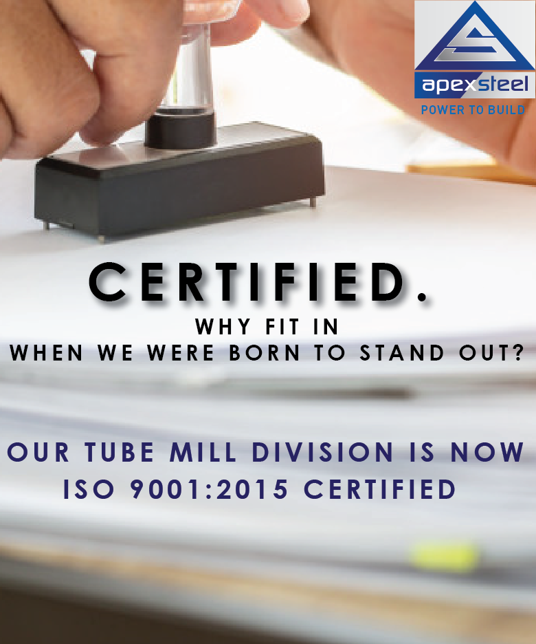 Apex Tube Mill Division Earns ISO Quality Certification