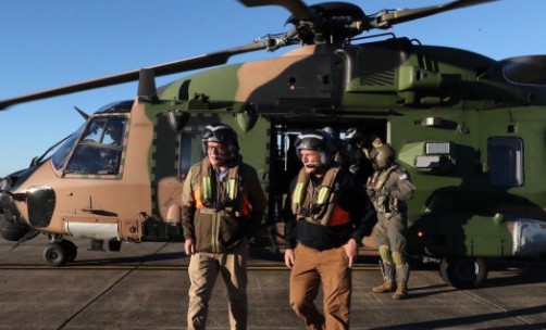 Australian Prime Minister Scott Morrison landing at Richmond RAAF base PIC 2