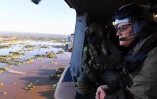 Australian Prime Minister Scott Morrison landing at Richmond RAAF base
