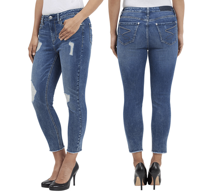 Seven7 Jeans Size 10 Womens Medium Wash Denim Distressed Capris 26 length