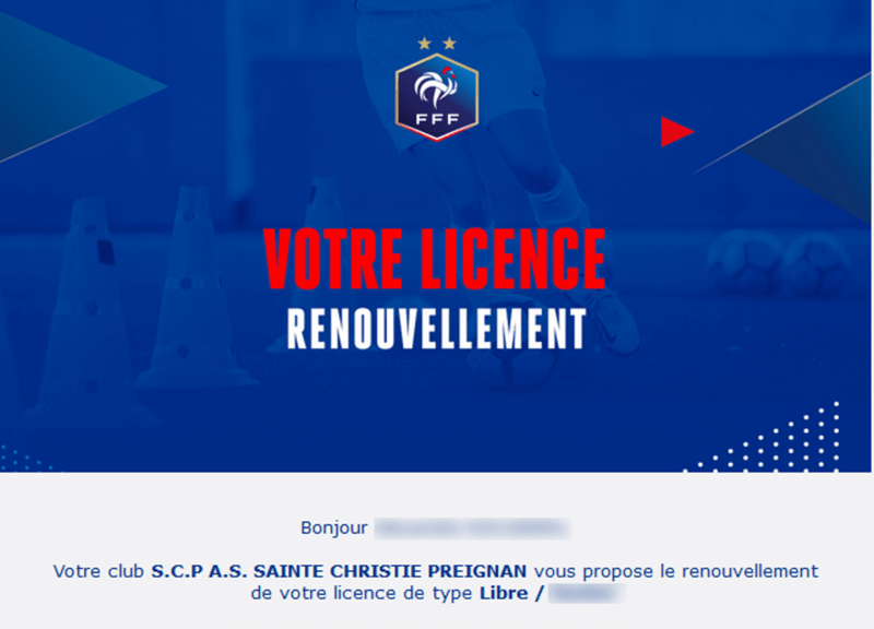 Mail FFF - Renouvellement de licence