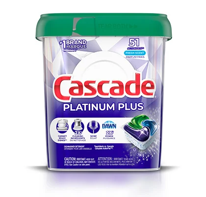 Récipient de sachets pour lave-vaisselle Cascade Platinum