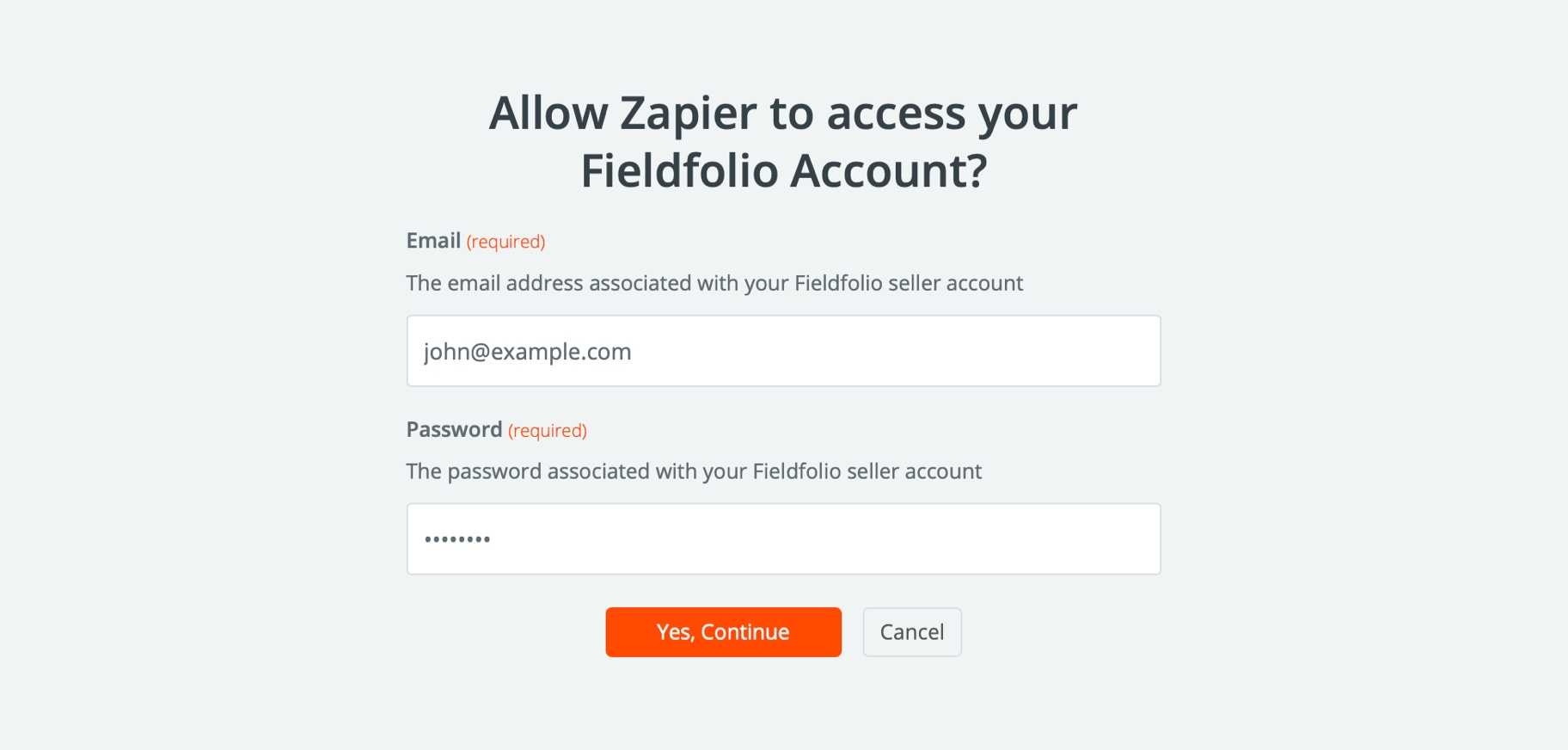Zapier - Allow access to Fieldfolio