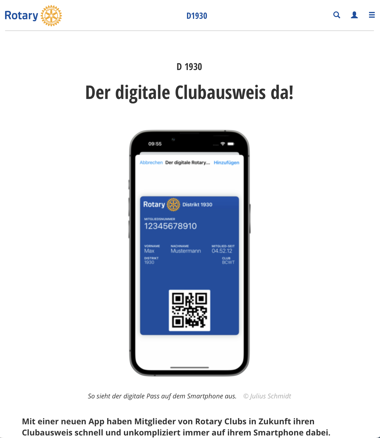 Creating digital passes for Rotary Germany