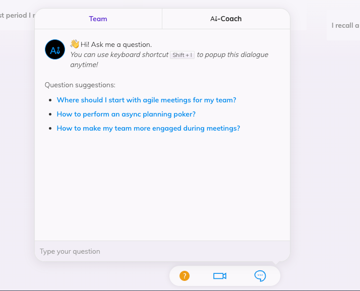 AI-Coach chat interface in a meeting