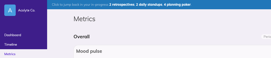 View of the management interface and the ribbon displaying all the active meetings that the specific member can join. Each meeting type has a link to view the active meetings