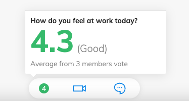 Preview of answered mood pulse questions right above the pills on the bottom of a meeting