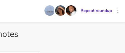 Header view with the option to repeat roundup next to the list of participants