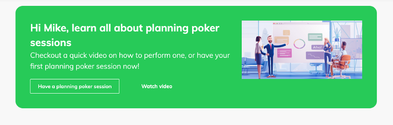 Preview of planning poker onboarding screen