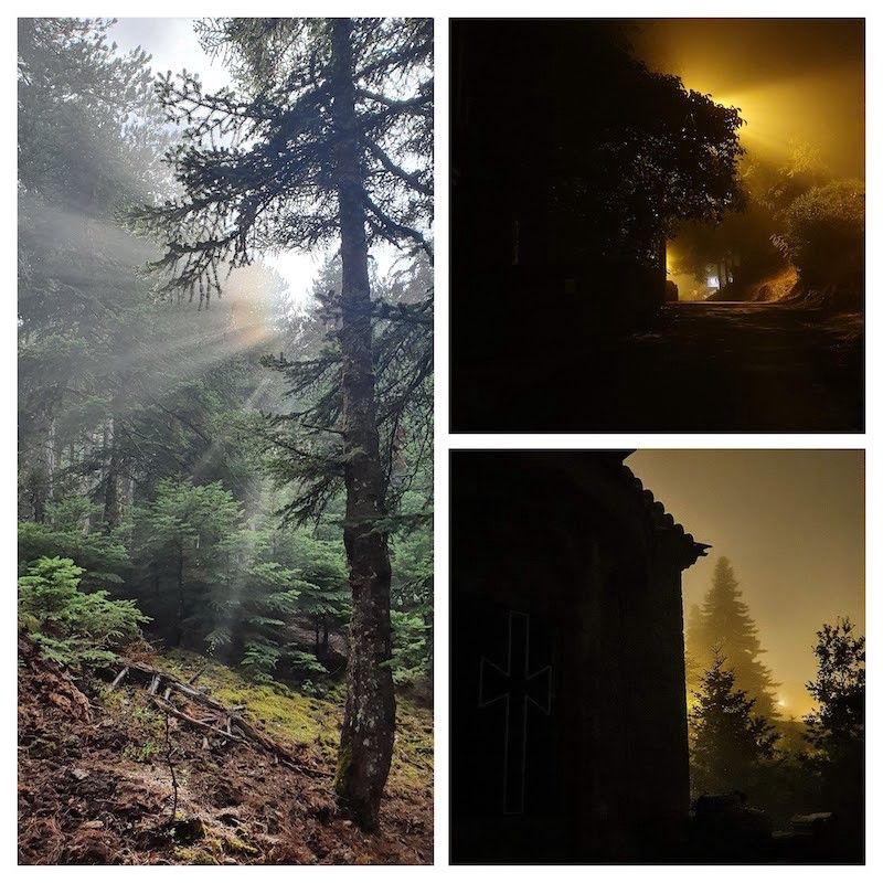 Images with fog during the day and night in Trikala
