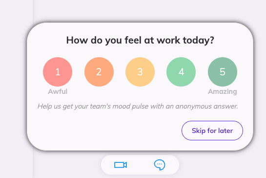 The Mood pulse popup right above the pill options in a meeting