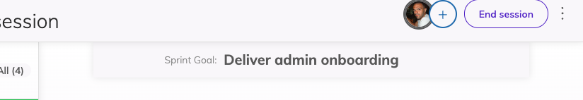 The set Sprint Goal visible on a meeting interface right below the meeting header