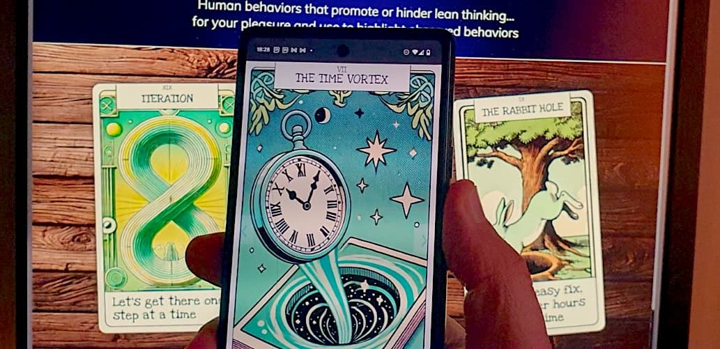 An image of a mobile phone displaying the card 'The Time Vortex'