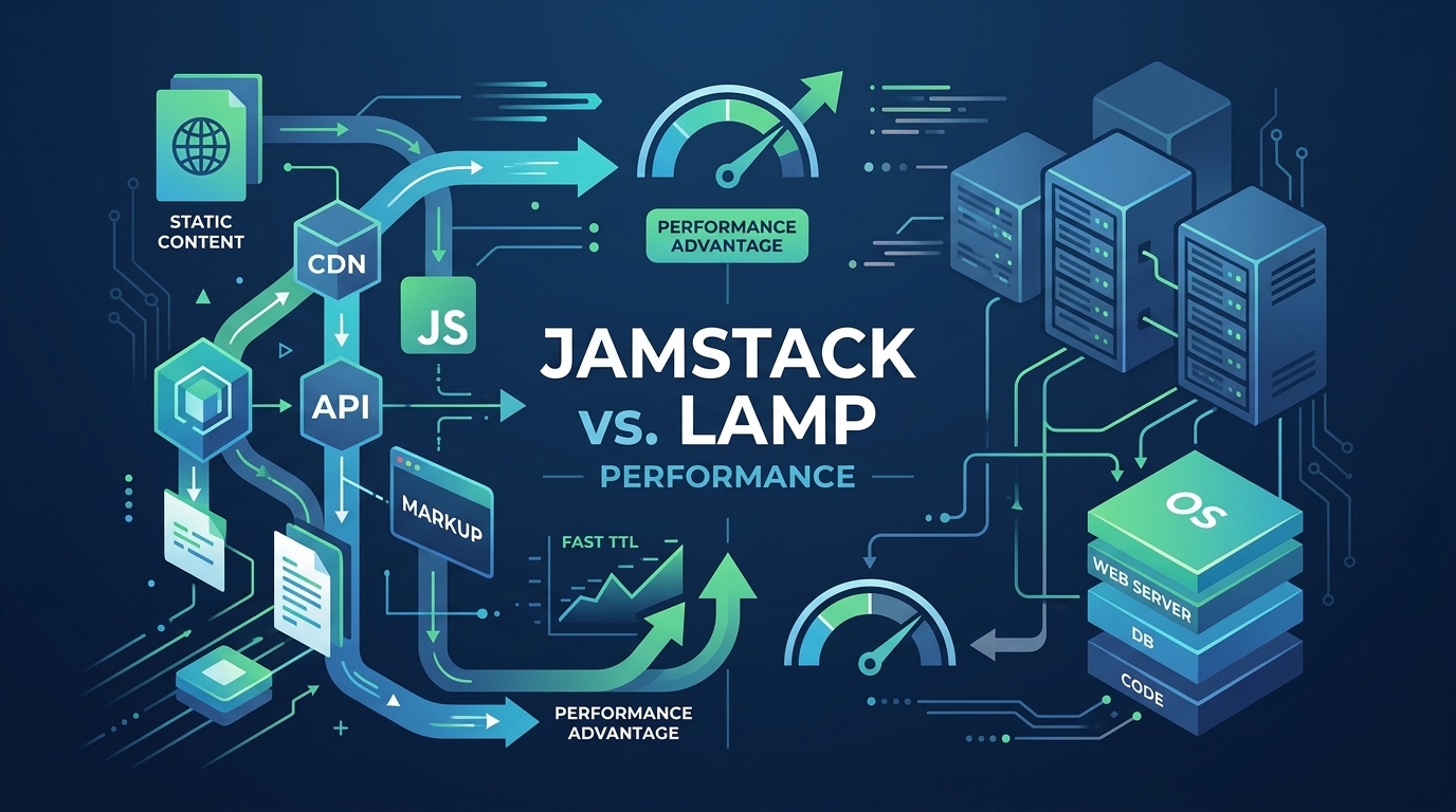 Eyecatch image for Jamstack vs LAMP