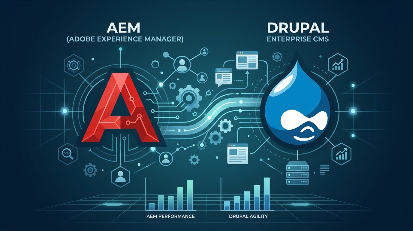 Eyecatch image for AEM vs Drupal