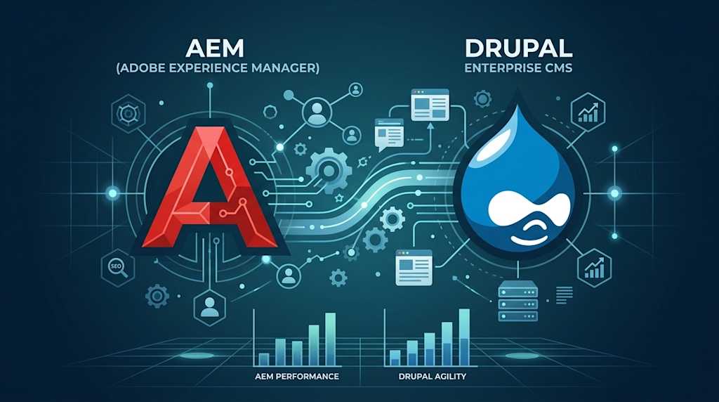 Eyecatch image for AEM vs Drupal