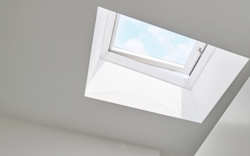 Flachdachfenster von Velux in einem Mehrfamilienhaus in Hamburg