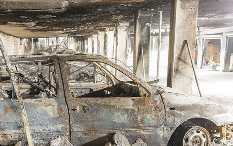 Tiefgarage nach einem Vollbrand