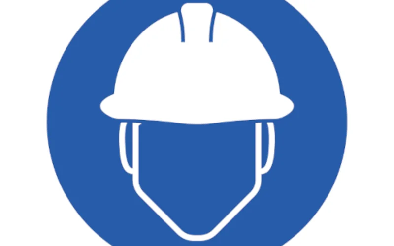 gebotsschild mit einem kopf mit helm auf
