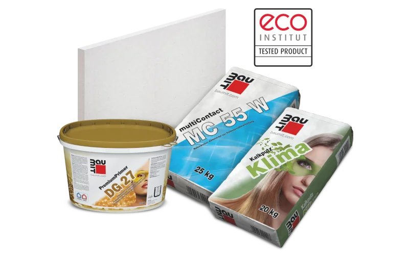 Produkte von baumit nebeneinander freigestellt