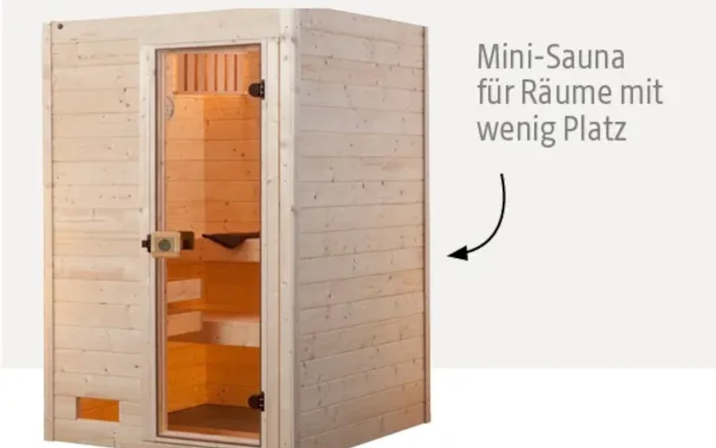eine Mini-Sauna mit einer Glastür freigestellt