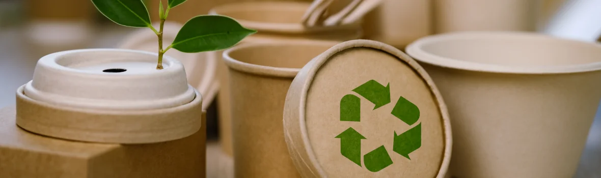 verschiedene Verpackungen aus Pappe mit Recyclingsymbol