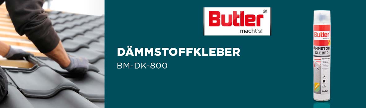 Handwerker nutzt Dämmstoffkleber von Butler für Dachziegelsteine