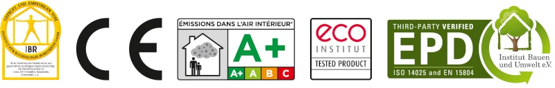 Logos und Zertifikate für Produkte von fermacell