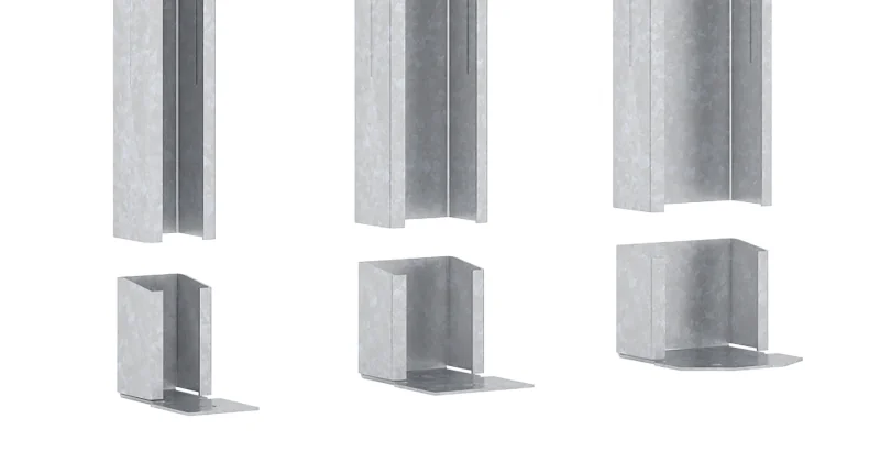 drei Schwerlastprofile in Silber freigestellt 