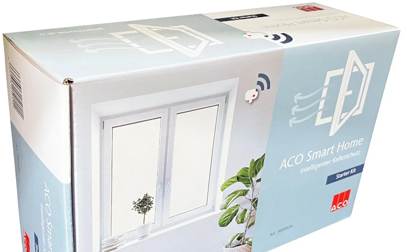 Das Starter Kit mit ACO Smart Box, zwei Sensoren, Fenstersensor und mobiler App-Anwendung