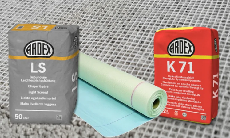 Ardex Stronglite Leichtestrich-System bestehend aus drei Produktkomponenten